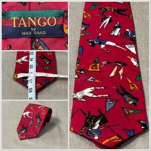 Vintage TANGO MAX RAAB Tie Winter Olympics Cotton Made in the USA 58" x 4"